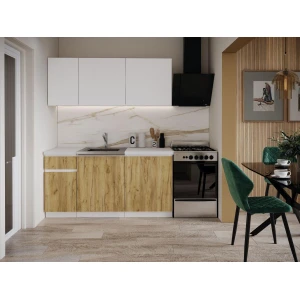 Набор кухонной мебели ХАННА 1,6 м. Белый/Крафт Золотой