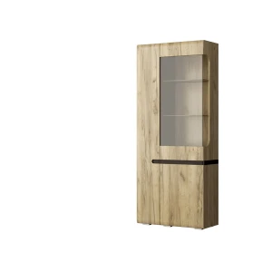 УЛЬТРА Шкаф-витрина ПРАВЫЙ Серый Крафт/Дуб Приморский