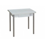 Стол обеденный Компакт с/ящ. Бетон Пайн белый/серебр. металл