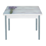 Стол обеденный Смарт фото Бетон Белый/Букет/серебр. металл.