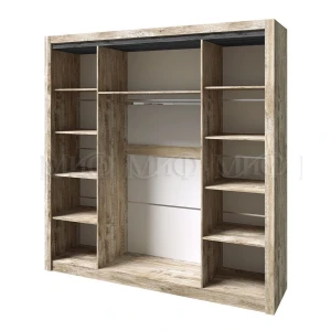 РИВЬЕРА Шкаф 4-х ств. с зеркалом Дуб Юкон/Бетон Темный