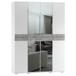 БЬЯНКА Шкаф 4-х ств. с зеркалом Белый/Бетон Светлый