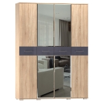 БЬЯНКА Шкаф 4-х ств. с зеркалом Сонома/Графит