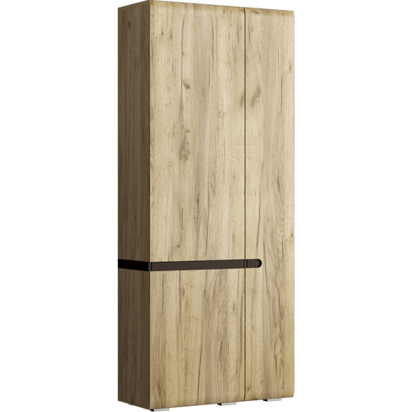 УЛЬТРА Шкаф 2-х створчатый Серый Крафт/Дуб Приморский (Теплая пленка-Желтая)