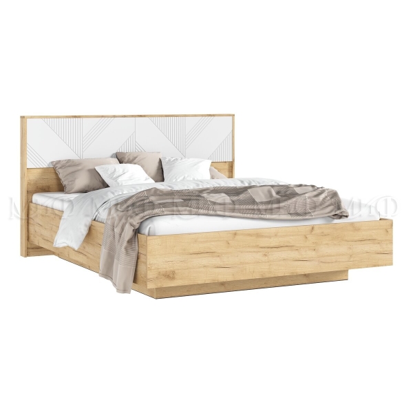 Кровать Ирис 160*200 ОРТОПЕД Браш Вайт/Крафт Золотой