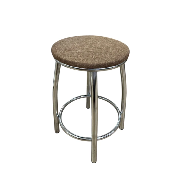 Табурет Премиум рогожка коричн.- Хром