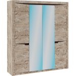 ХИЛТОН Шкаф 4-х ств. с зеркалом Дуб Юкон/Гранж Дуб Юкон