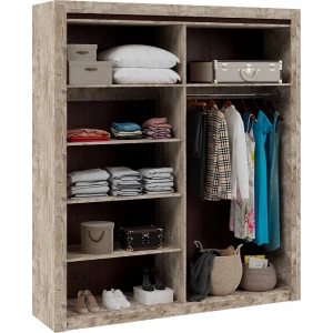 ХИЛТОН Шкаф 4-х ств. с зеркалом Дуб Юкон/Гранж Дуб Юкон