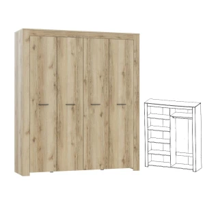 КВАДРО Шкаф 4-х ств. (КВД-17) Дуб Делано светлый