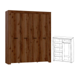 КВАДРО Шкаф 4-х ств. (КВД-17) Дуб Делано темный