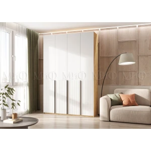 МАРВЭЛ Шкаф 4-х ств. (1600) Браш Вайт/Крафт Золотой