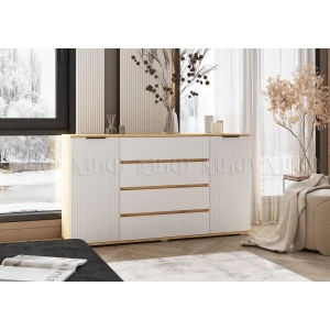 Комод Марвэл 4 ящика + 2 двери Браш Вайт/Крафт Золотой