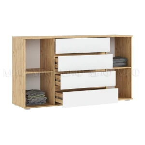 Комод Марвэл 4 ящика + 2 двери Браш Вайт/Крафт Золотой