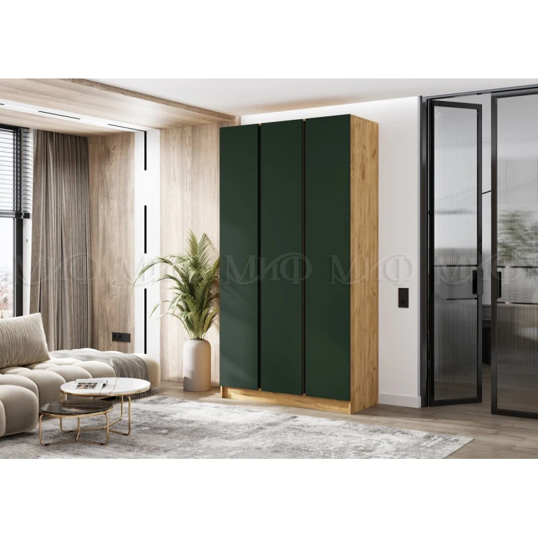 КЕЛЬВИН Шкаф 3-х ств.(1200) Изумруд/Крафт Золотой