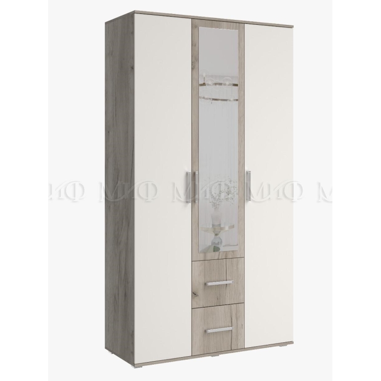 ФИЕСТА NEW Шкаф 3-х ств. (1200) с зеркалом Кашемир/Крафт Серый
