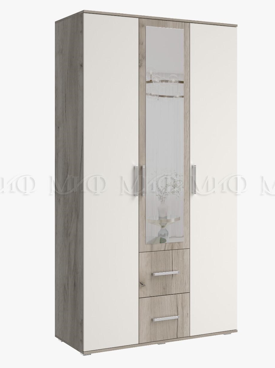 ФИЕСТА NEW Шкаф 3-х ств. (1200) с зеркалом Кашемир/Крафт Серый
