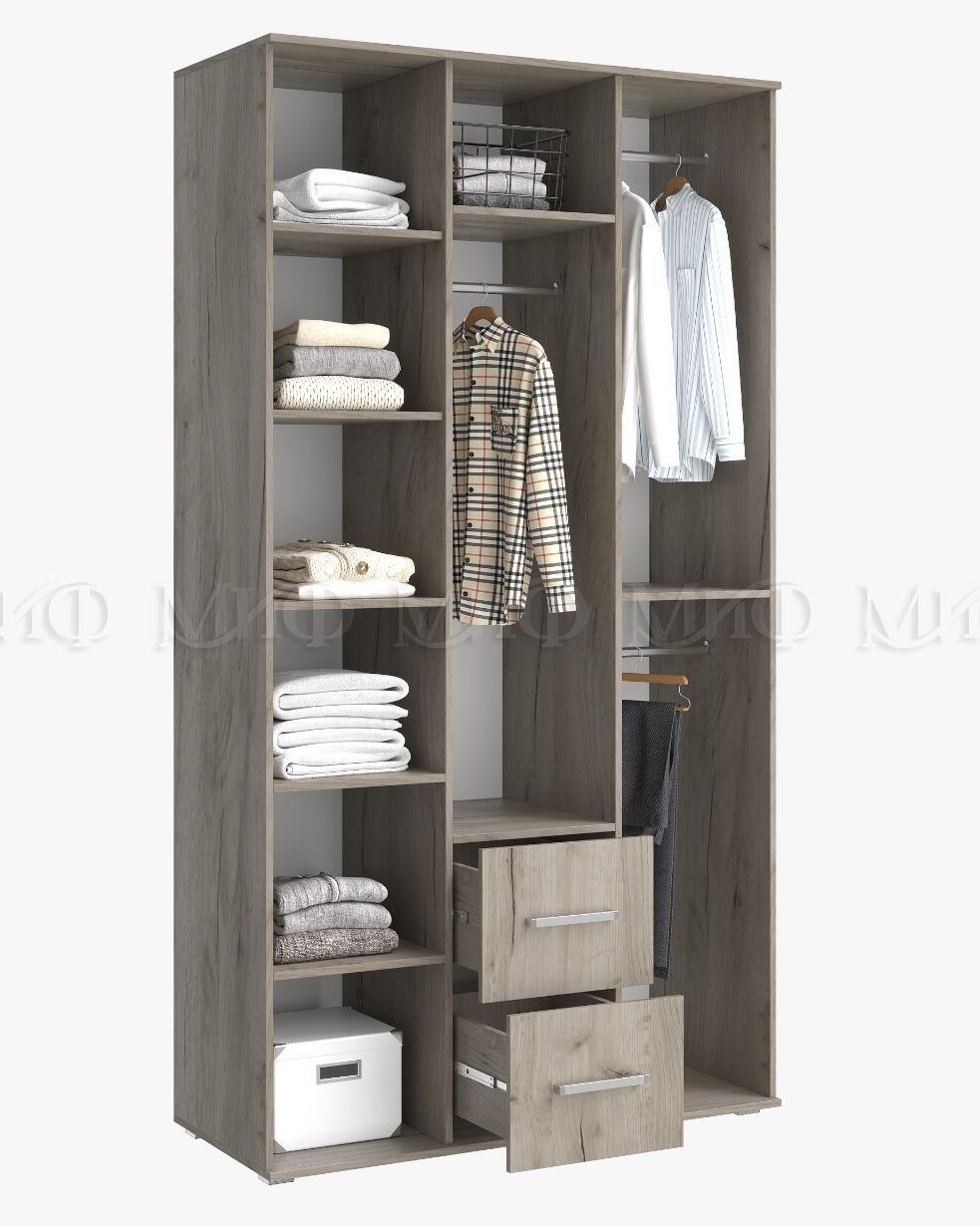 ФИЕСТА NEW Шкаф 3-х ств. (1200) с зеркалом Кашемир/Крафт Серый