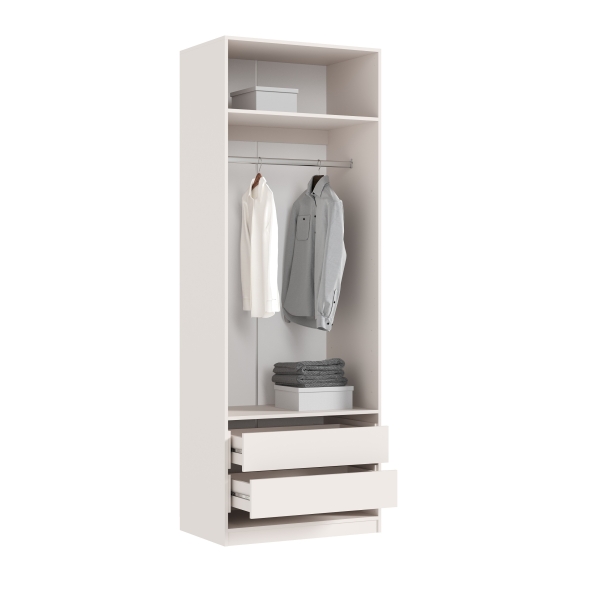 ЛАРГО Шкаф 2-х ств. 1 полка + 2 ящика Кашемир/Крафт Серый