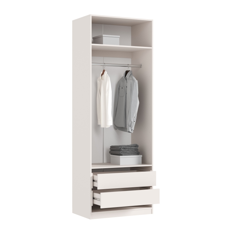 ЛАРГО Шкаф 2-х ств. 1 полка + 2 ящика Кашемир/Крафт Серый