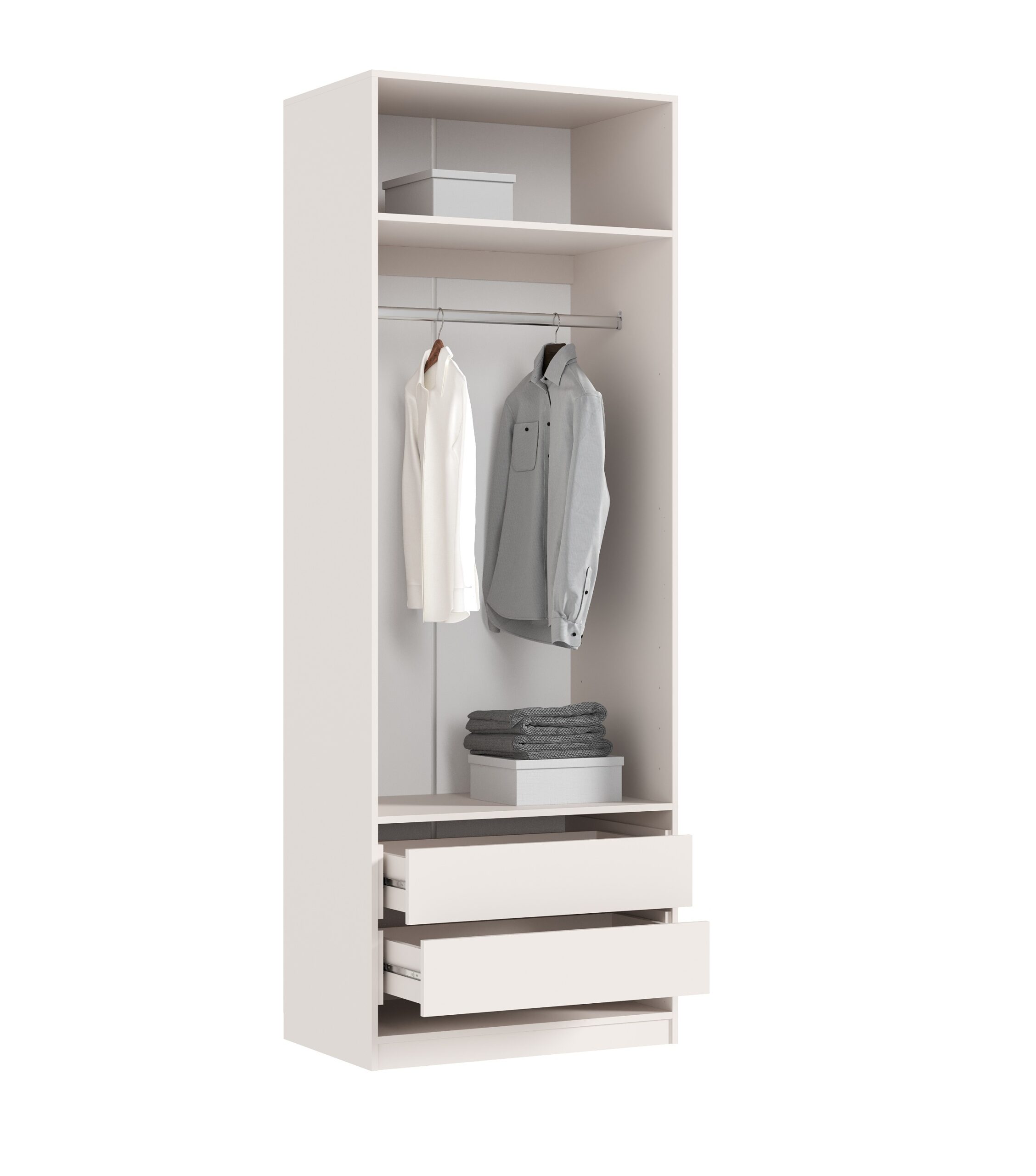 ЛАРГО Шкаф 2-х ств. 1 полка + 2 ящика Кашемир/Крафт Серый