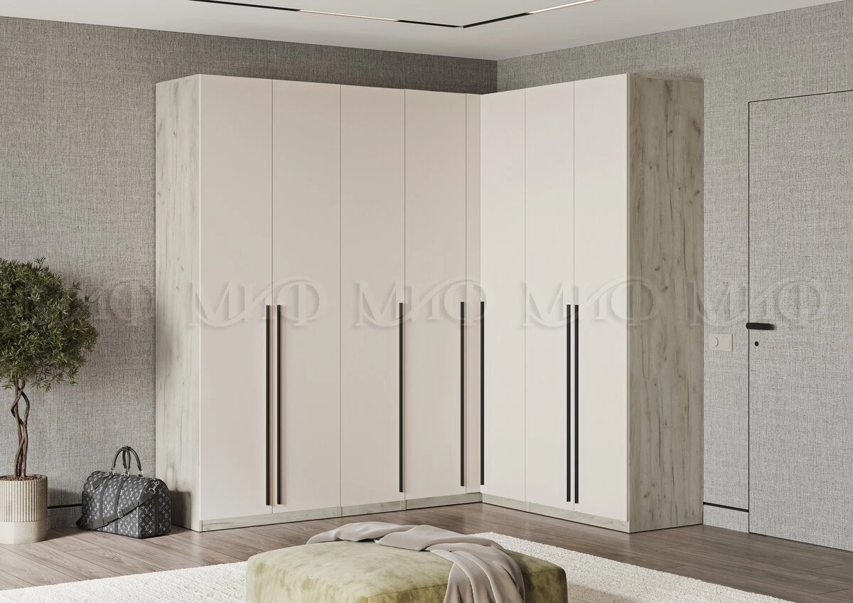 ЛАРГО Шкаф 2-х ств. 1 полка + 2 ящика Кашемир/Крафт Серый