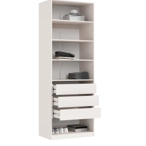 ЛАРГО Шкаф 2-х ств. 3 полки + 3 ящика Кашемир/Крафт Серый