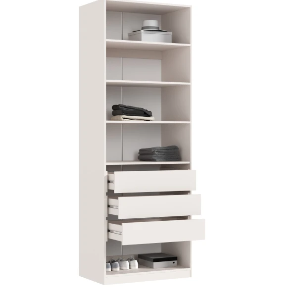 ЛАРГО Шкаф 2-х ств. 3 полки + 3 ящика Кашемир/Крафт Серый