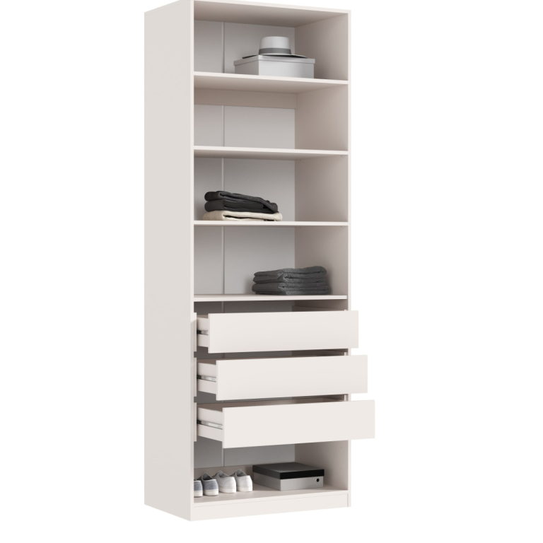 ЛАРГО Шкаф 2-х ств. 3 полки + 3 ящика Кашемир/Крафт Серый