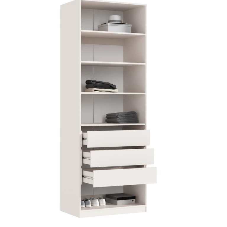 ЛАРГО Шкаф 2-х ств. 3 полки + 3 ящика Кашемир/Крафт Серый