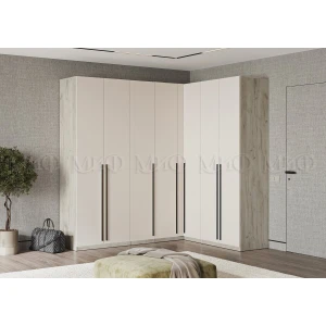 ЛАРГО Шкаф 2-х ств. 3 полки + 3 ящика Кашемир/Крафт Серый