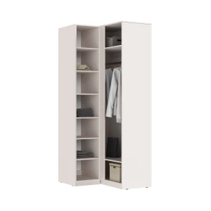 ЛАРГО Шкаф угловой штанга + полки Кашемир/Крафт Серый