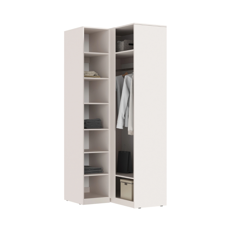 ЛАРГО Шкаф угловой штанга + полки Кашемир/Крафт Серый