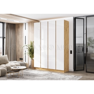 КЕЛЬВИН Шкаф 4-х ств.(1600) Белый Глянец/Крафт Золотой