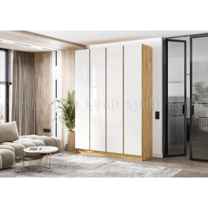 КЕЛЬВИН Шкаф 4-х ств.(1600) Белый Глянец/Крафт Золотой