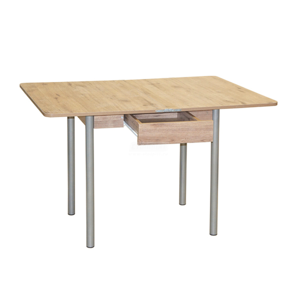 Стол обеденный Компакт с/ящ. Дуб Велликтон/серебр. металл