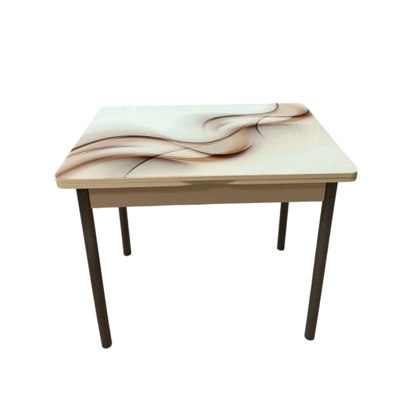 Стол обеденный Смарт фото Бежевый/Текстура 032/серебр. металик