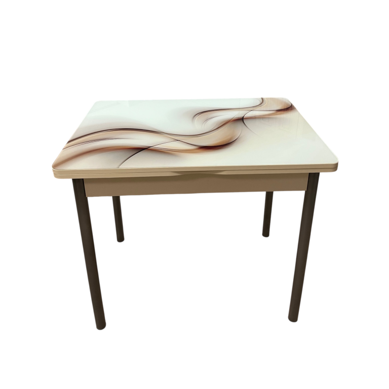 Стол обеденный Смарт фото Бежевый/Текстура 032/серебр. металик