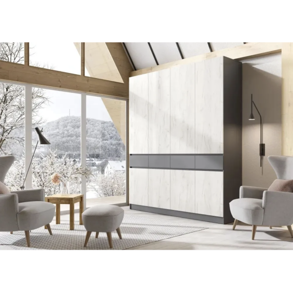 РОДЖИНА Шкаф 4-х ств. Графит/Крафт Белый