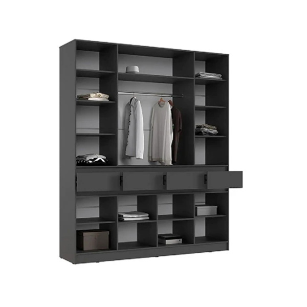 РОДЖИНА Шкаф 4-х ств. Графит/Крафт Белый