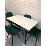 Стол обеденный Рокс Белый/Черный