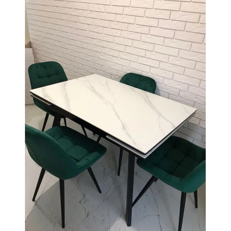 Стол обеденный Рокс Белый/Черный