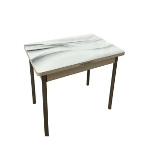 Стол обеденный Смарт фото Бетон Белый/Текстура 029/серебр. металик