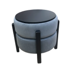 Пуф-стол Шелл Велюр Серый (ФОРТИС-994)/Черный