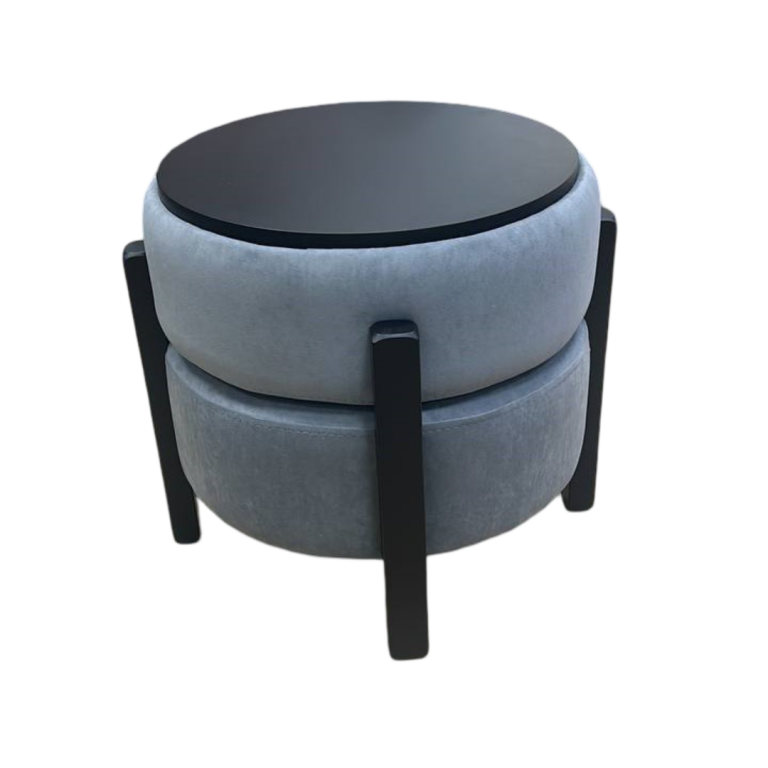 Пуф-стол Шелл Велюр Серый (ФОРТИС-994)/Черный