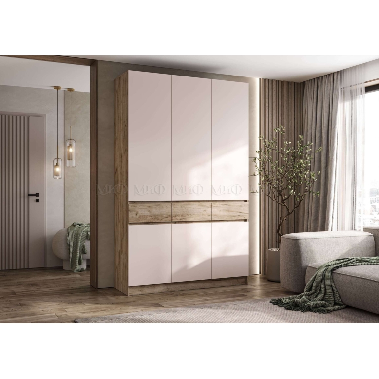 РОДЖИНА Шкаф 3-х ств. Кашемир/Крафт Серый