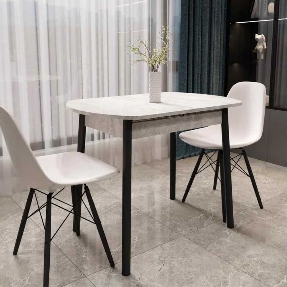 Стол обед. раздв. Кэлли Камень Светлый/Черный