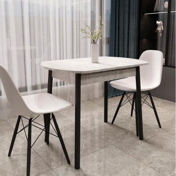 Стол обед. раздв. Кэлли Камень Светлый/Черный