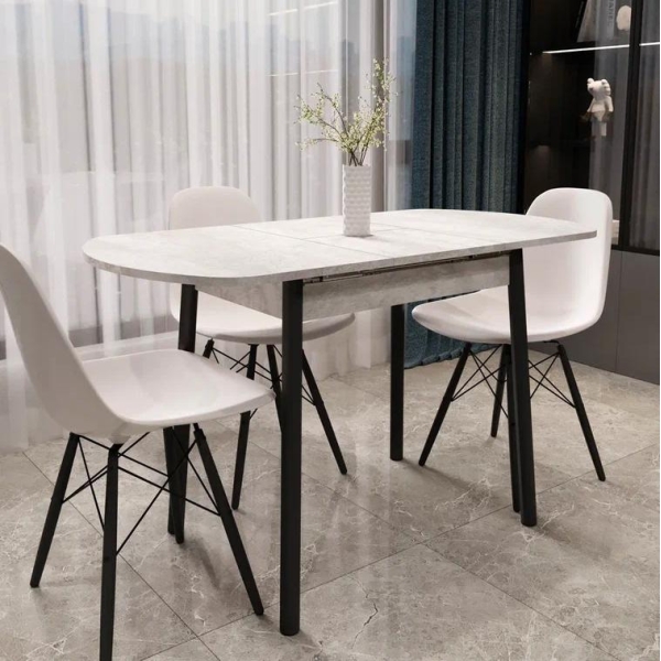 Стол обед. раздв. Кэлли Камень Светлый/Черный