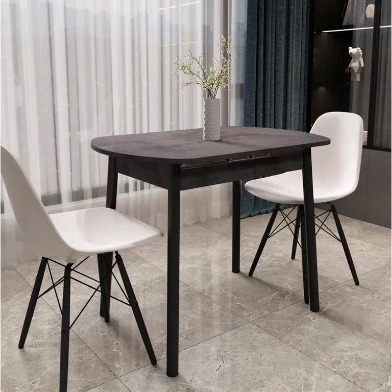 Стол обед. раздв. Кэлли Камень Темный/Черный