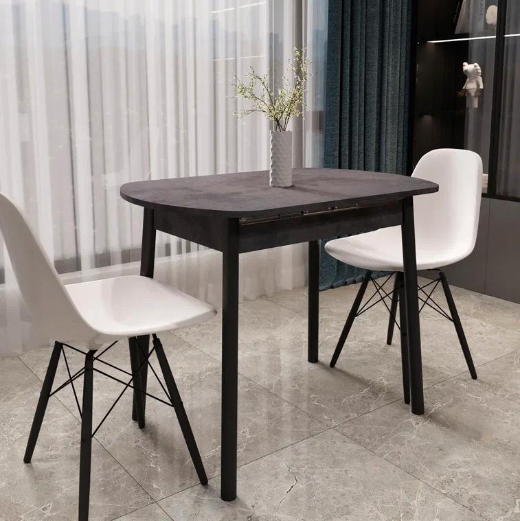 Стол обед. раздв. Кэлли Камень Темный/Черный Стол обед. раздв. Кэлли Камень Темный/Черный